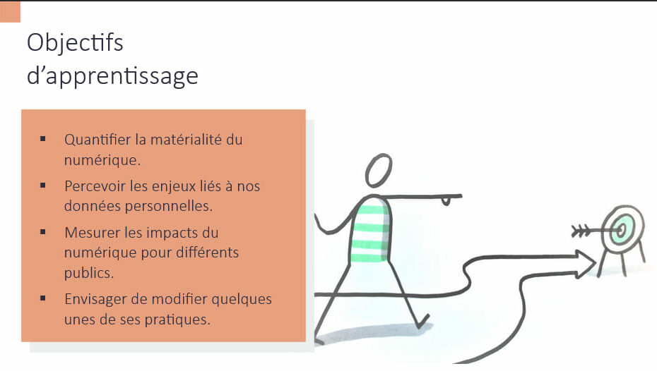 image d'un écran de module d'e-learning : présentation des objectifs du module