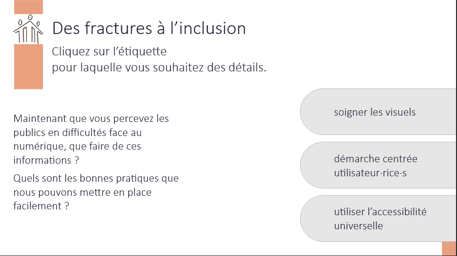 exemple d'écran de découverte d'information avec un système d'onglets cliquables
