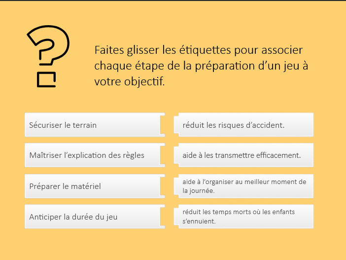 exemple d'activité de test de connaissances : appariement