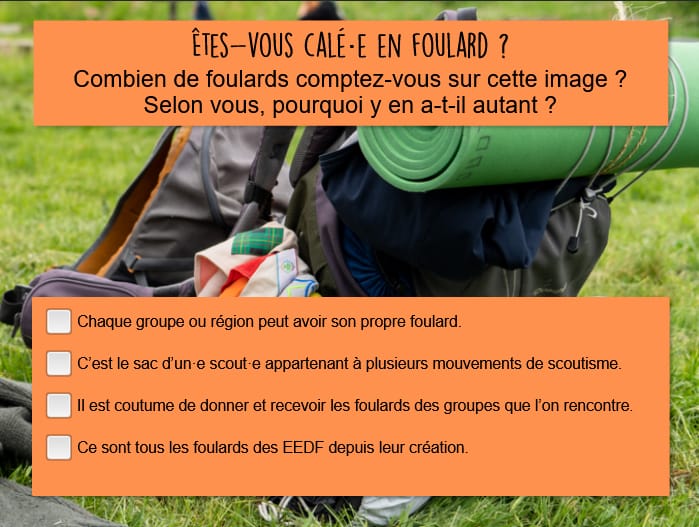 exemple d'activité de test de connaissances : question à choix multiples